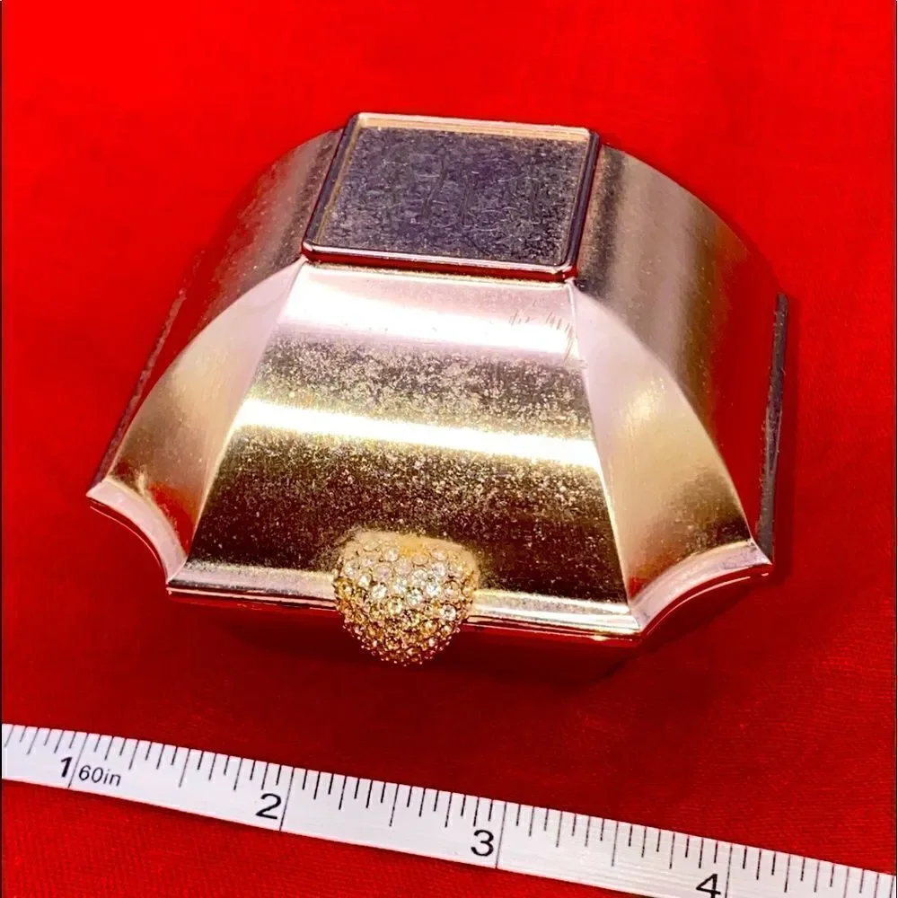 Small square metal trinket box with hinged lid with no makers mark